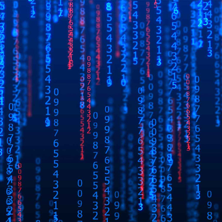 3D rendering of cyberspace background with vertically streaming code to promote Goober & Doofus Technology Series