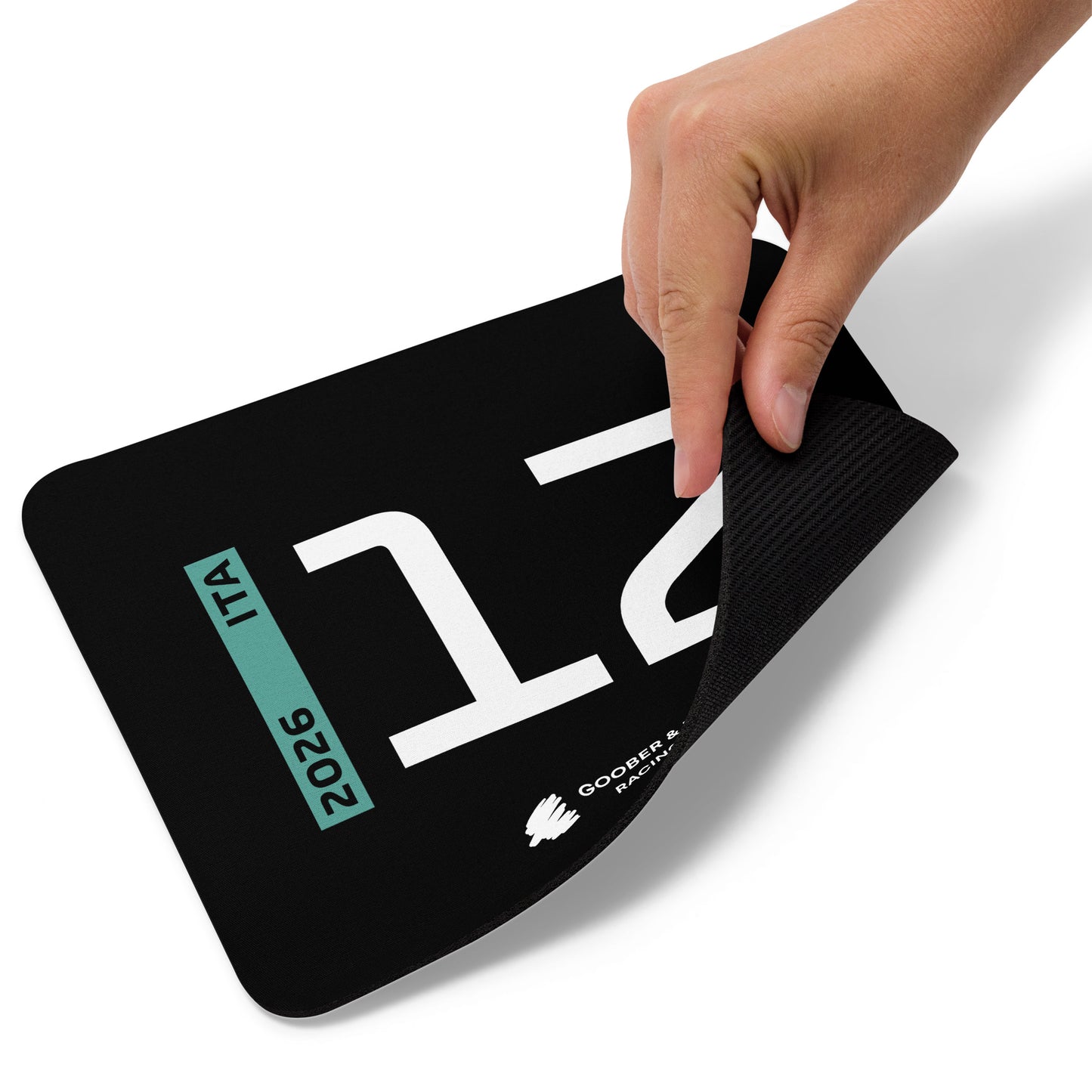 Kimi Antonelli #12 F1 Driver Mouse Pad in Black - Underneath