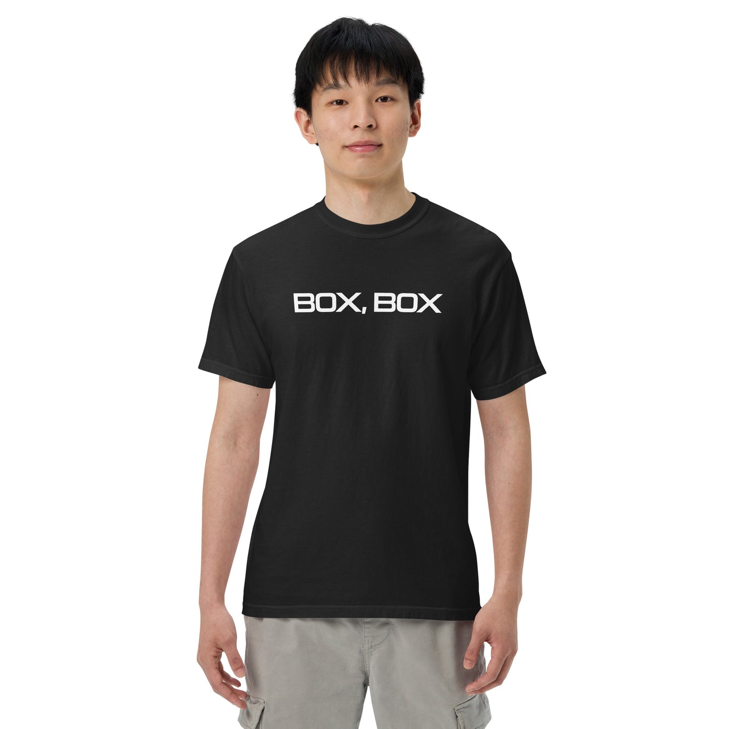 Box Box Text F1 Racing Unisex T-Shirt in Black