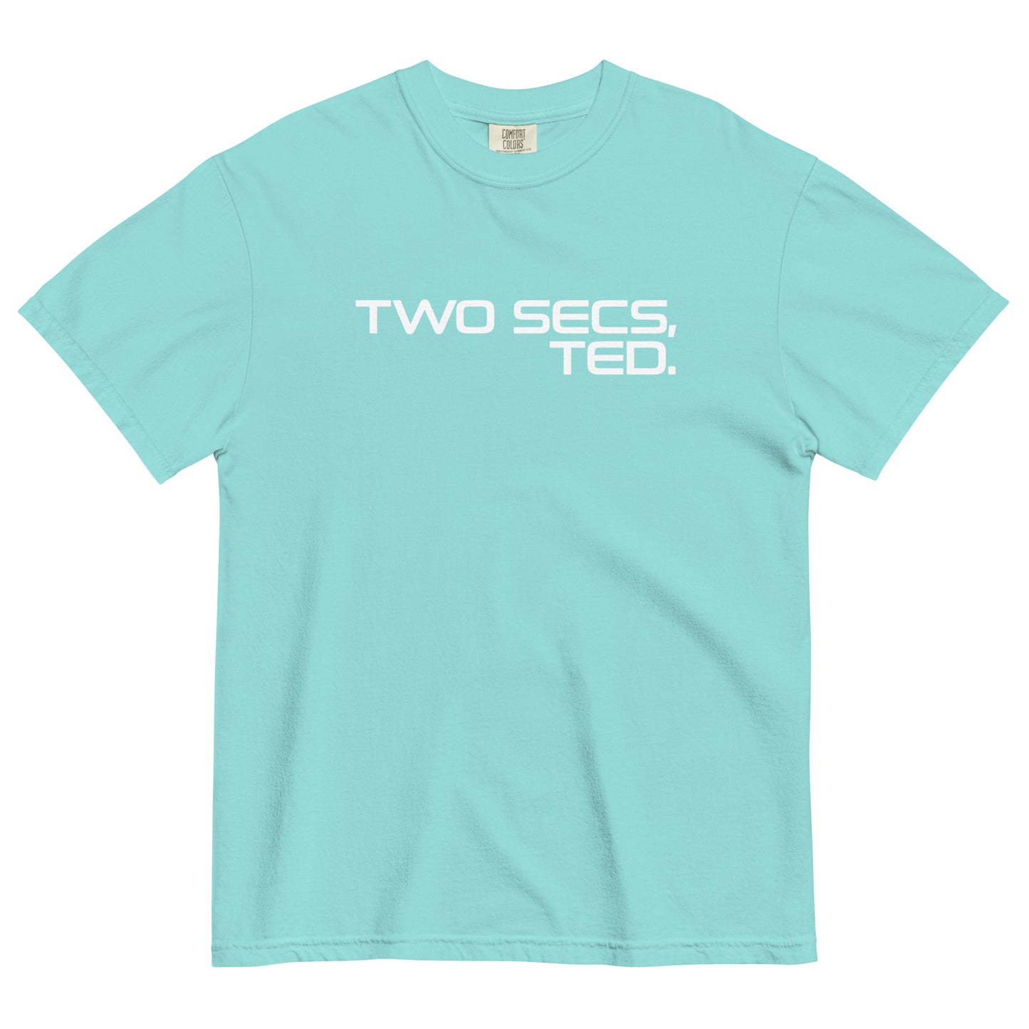 Two Secs Ted Stacked F1 Racing Unisex T-Shirt in Lagoon Blue