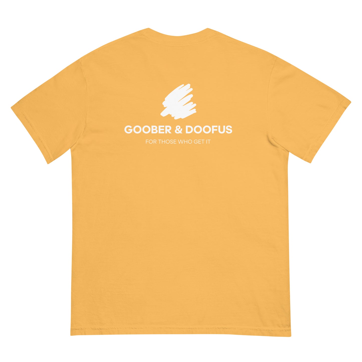 Goober & Doofus Logo Branded Unisex T-Shirt in Mustard