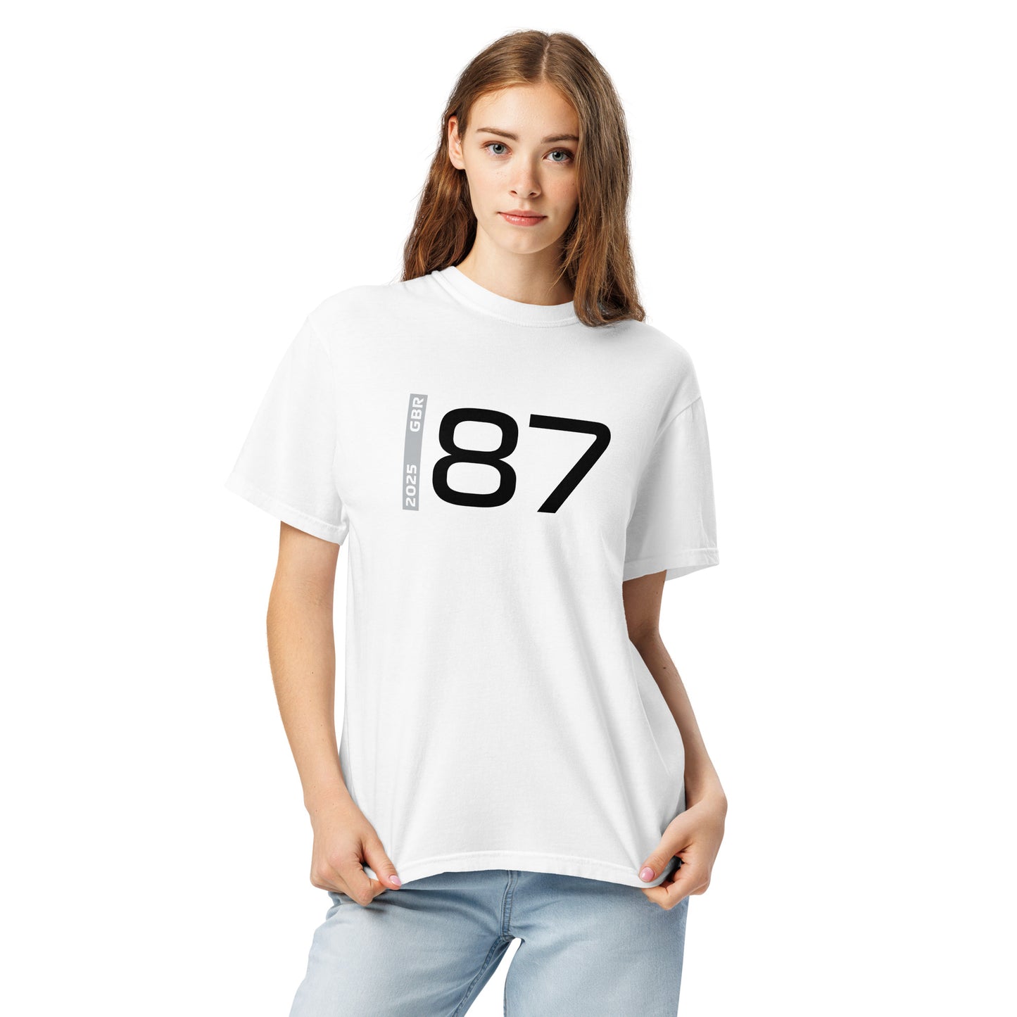 #87 F1 Driver Ollie Bearman Unisex T-Shirt in White