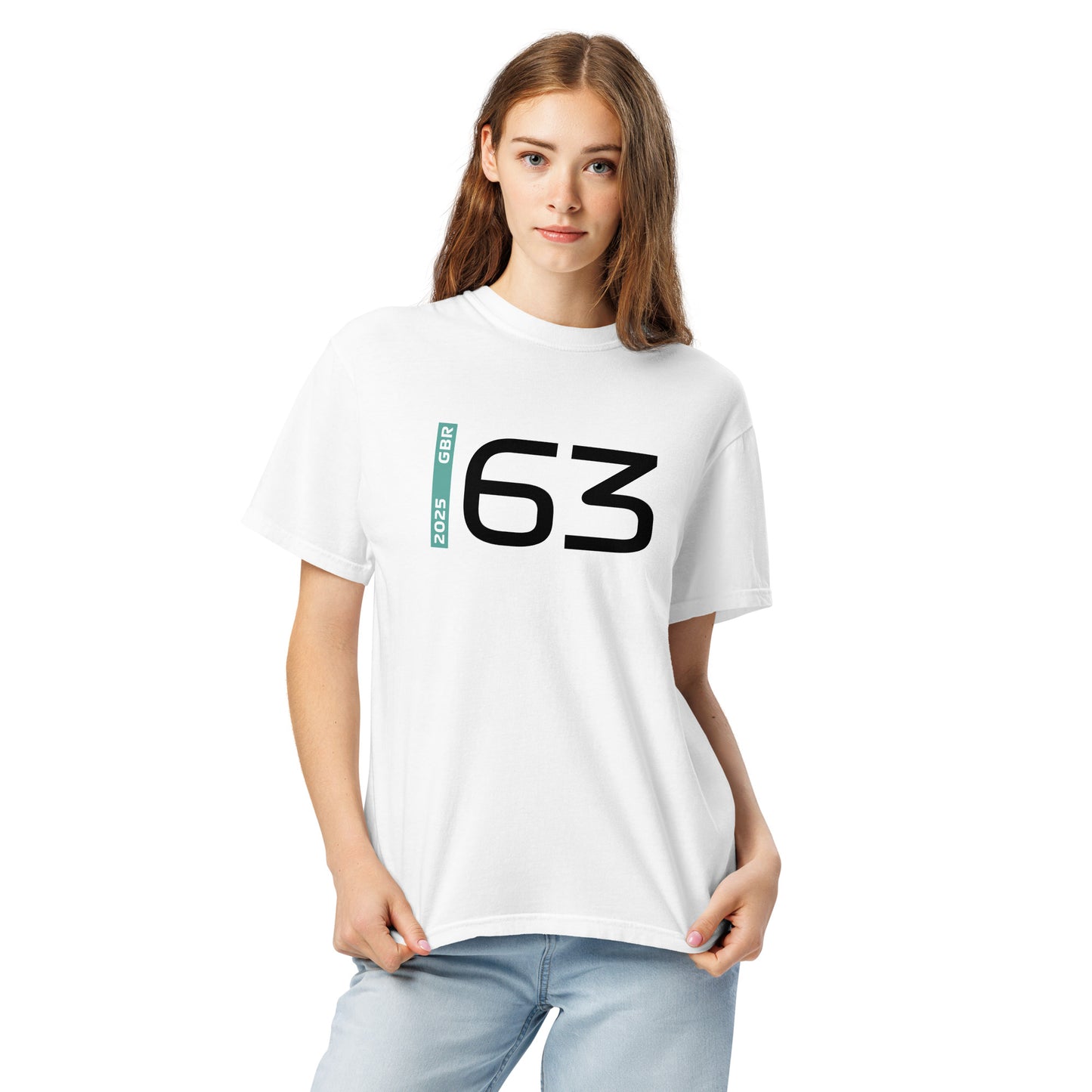 #63 F1 Driver George Russell Unisex T-Shirt in White