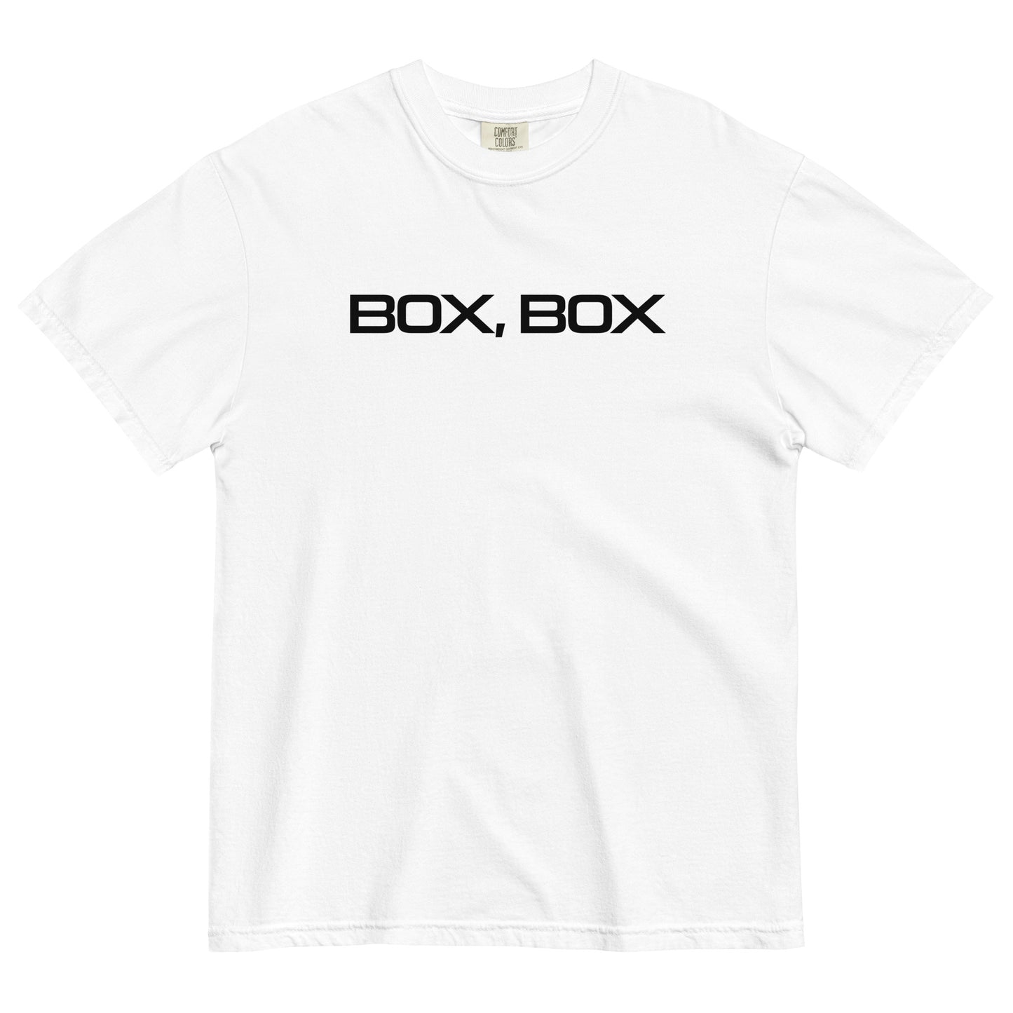 Box Box Text F1 Racing Unisex T-Shirt in White