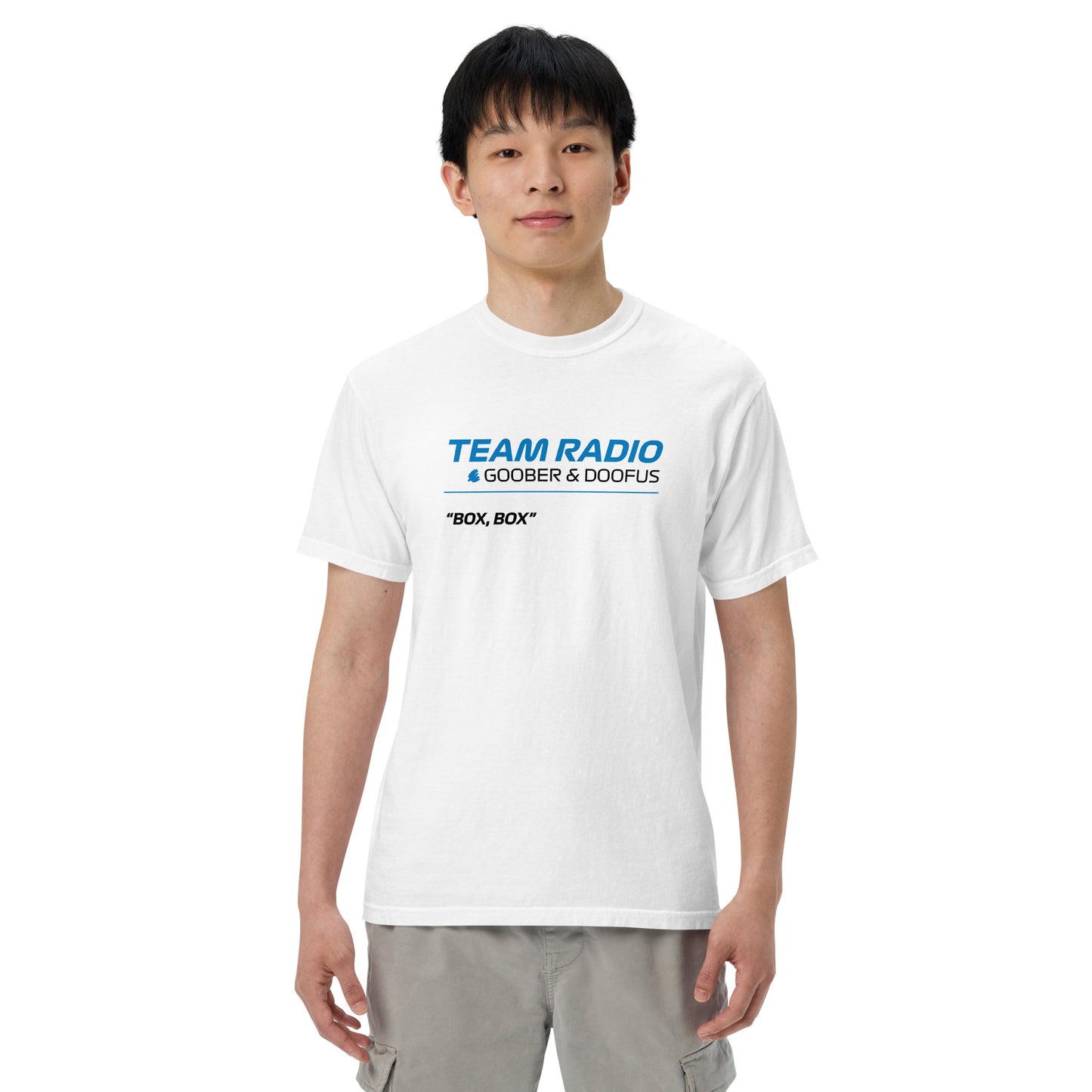 Box Box F1 Goober & Doofus Team Radio Unisex T-Shirt in White