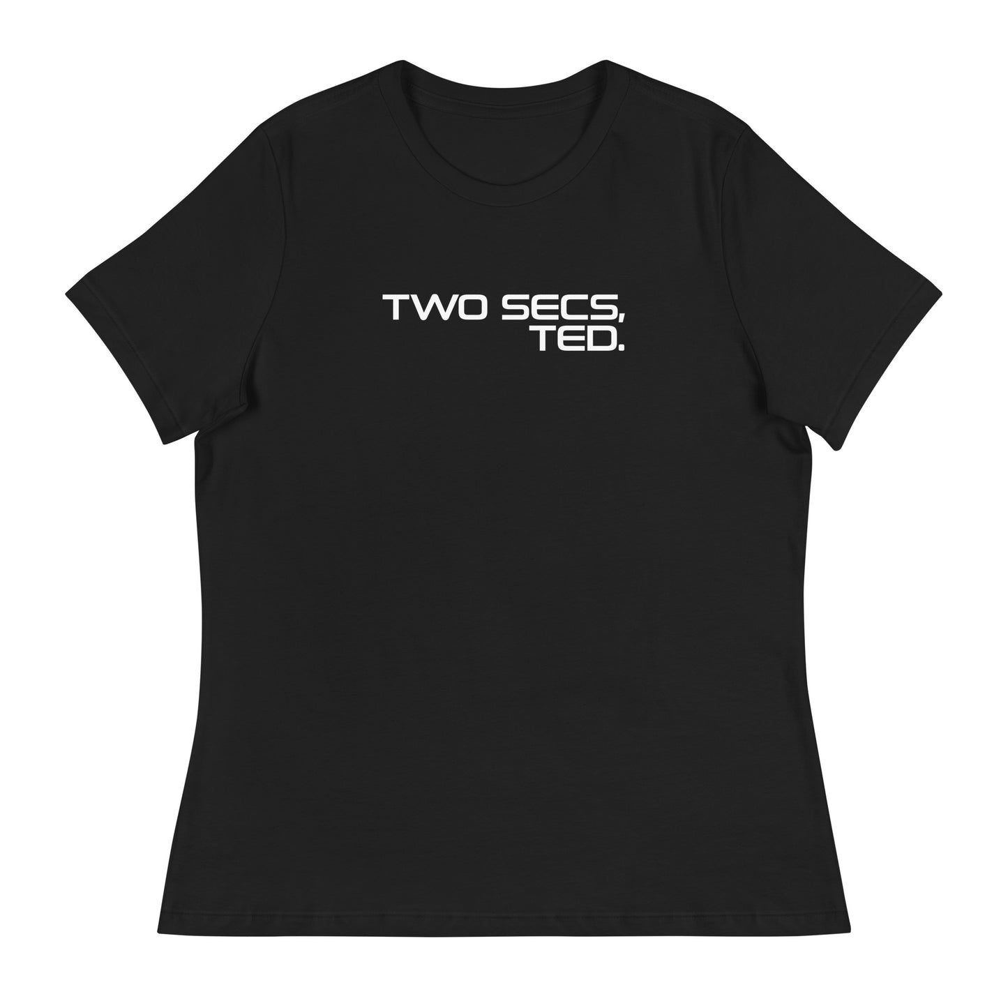Two Secs Ted Stacked F1 Racing Women's Relaxed T-Shirt in Black