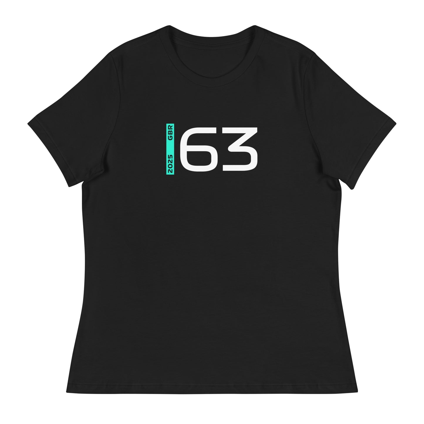 #63 F1 Driver George Russell Women's Relaxed T-Shirt in Black