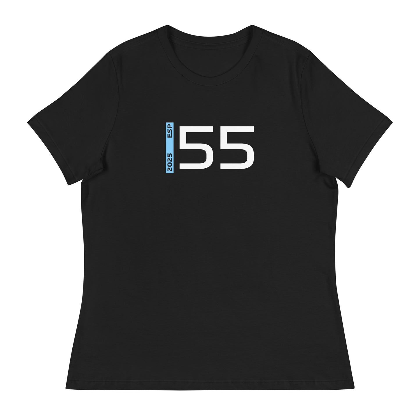 #55 F1 Driver Carlos Sainz Women's Relaxed T-Shirt in Black