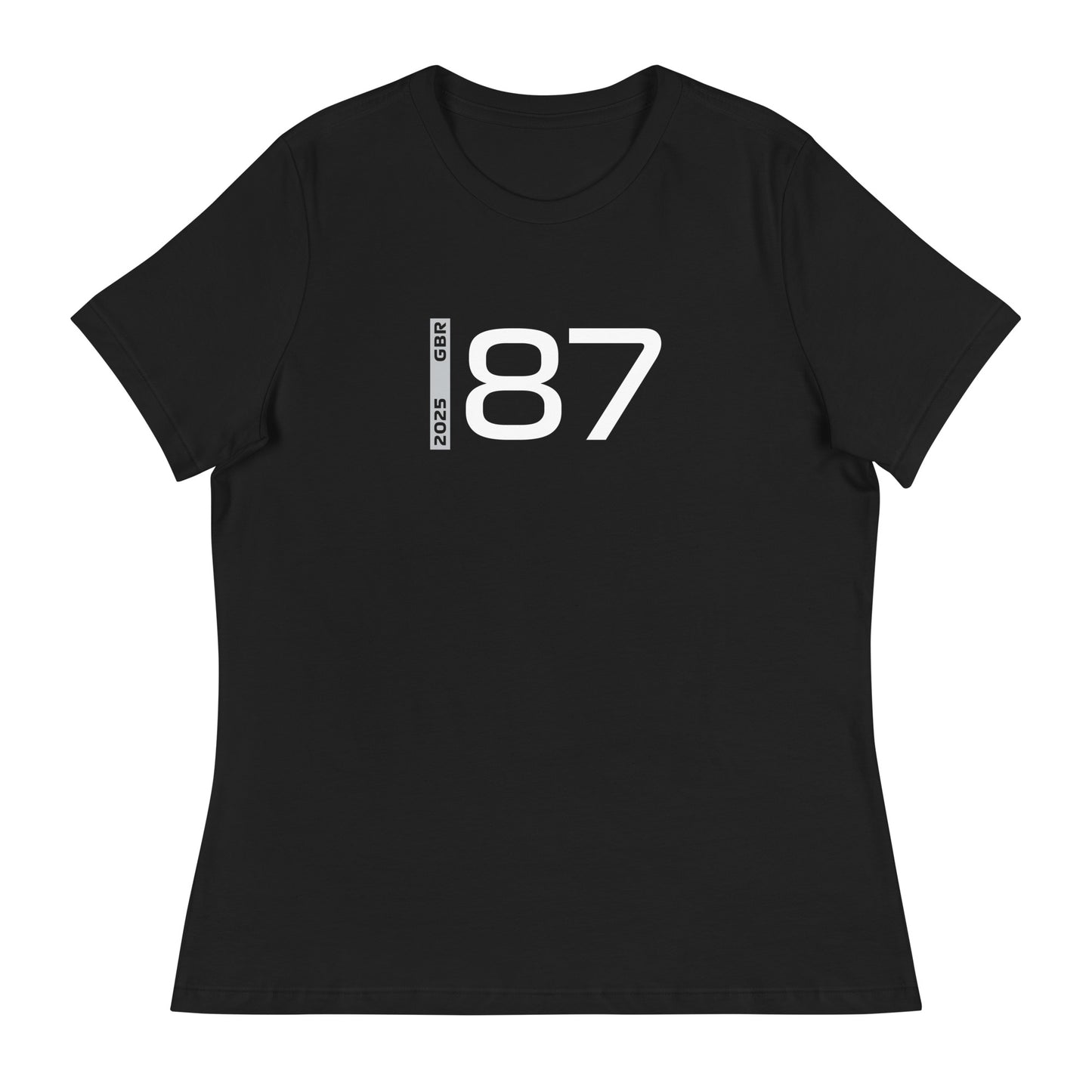 #87 F1 Driver Ollie Bearman Women's Relaxed T-Shirt in Black