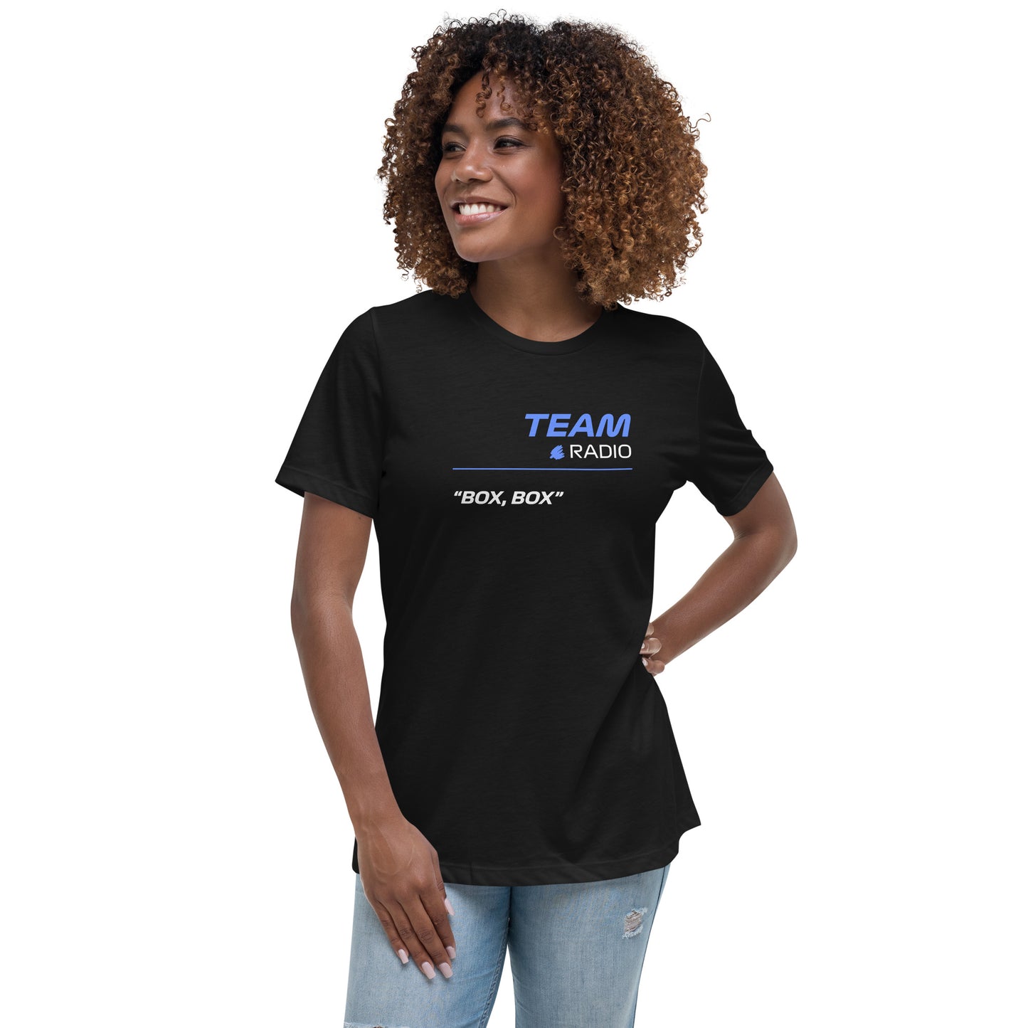 Racing Bulls F1 Team Radio Women's Black Relaxed Fit T-Shirt