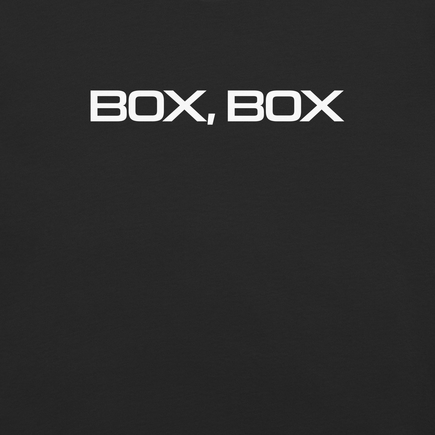 Box Box Text F1 Racing Women's Relaxed T-Shirt in Black