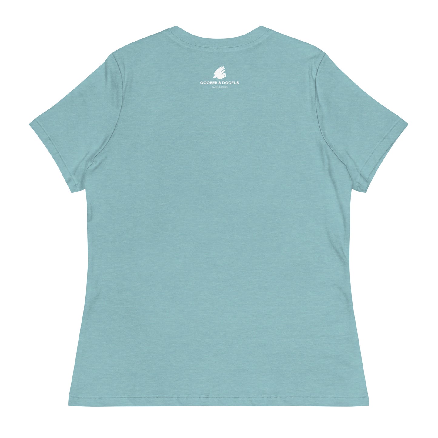 Box Box Text F1 Racing Women's Relaxed T-Shirt in Lagoon Blue