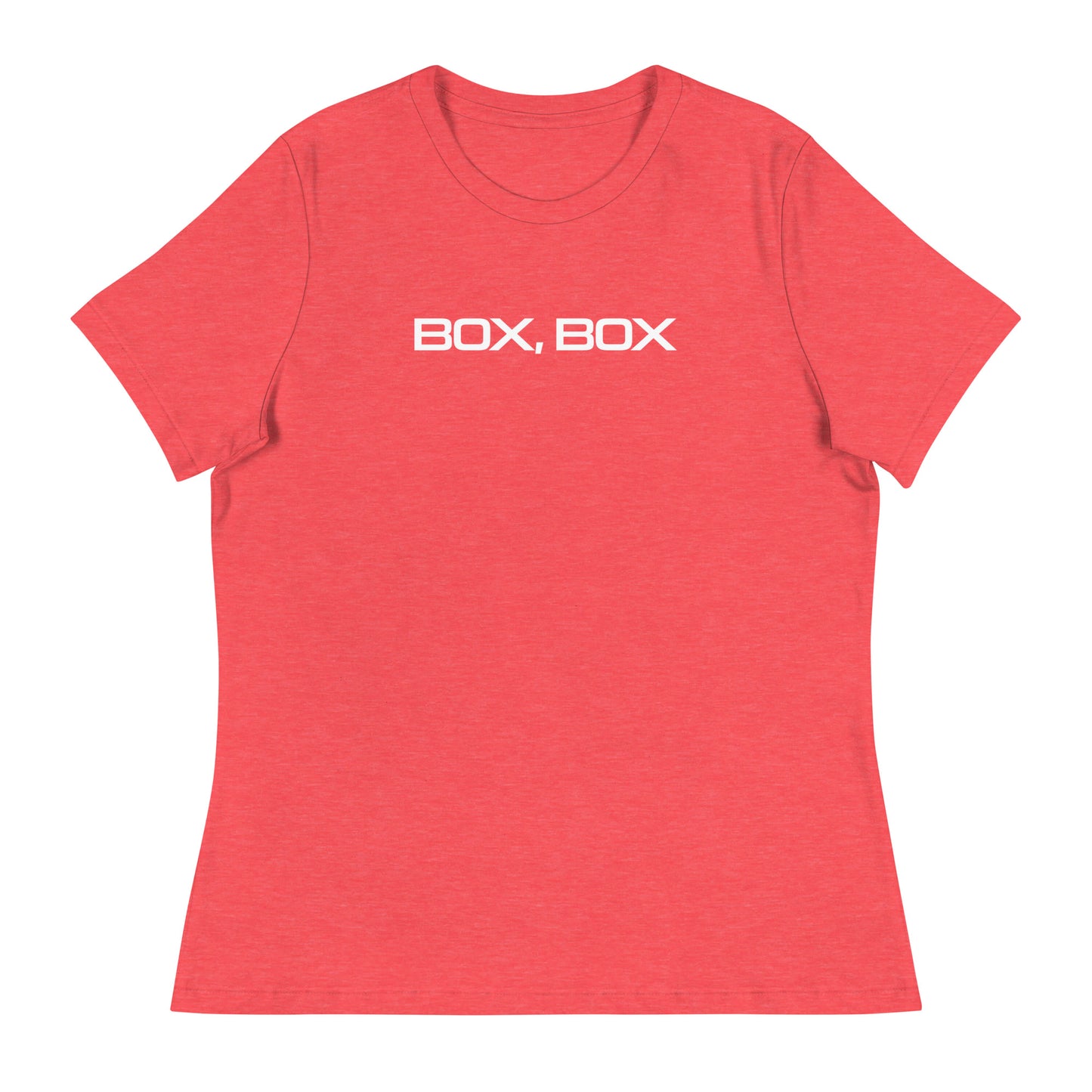 Box Box Text F1 Racing Women's Relaxed T-Shirt in Heather Red