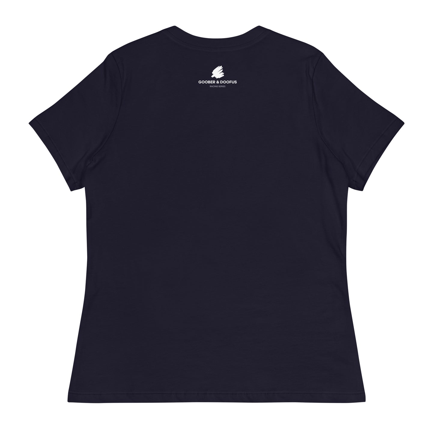 Box Box Text F1 Racing Women's Relaxed T-Shirt in Navy Blue