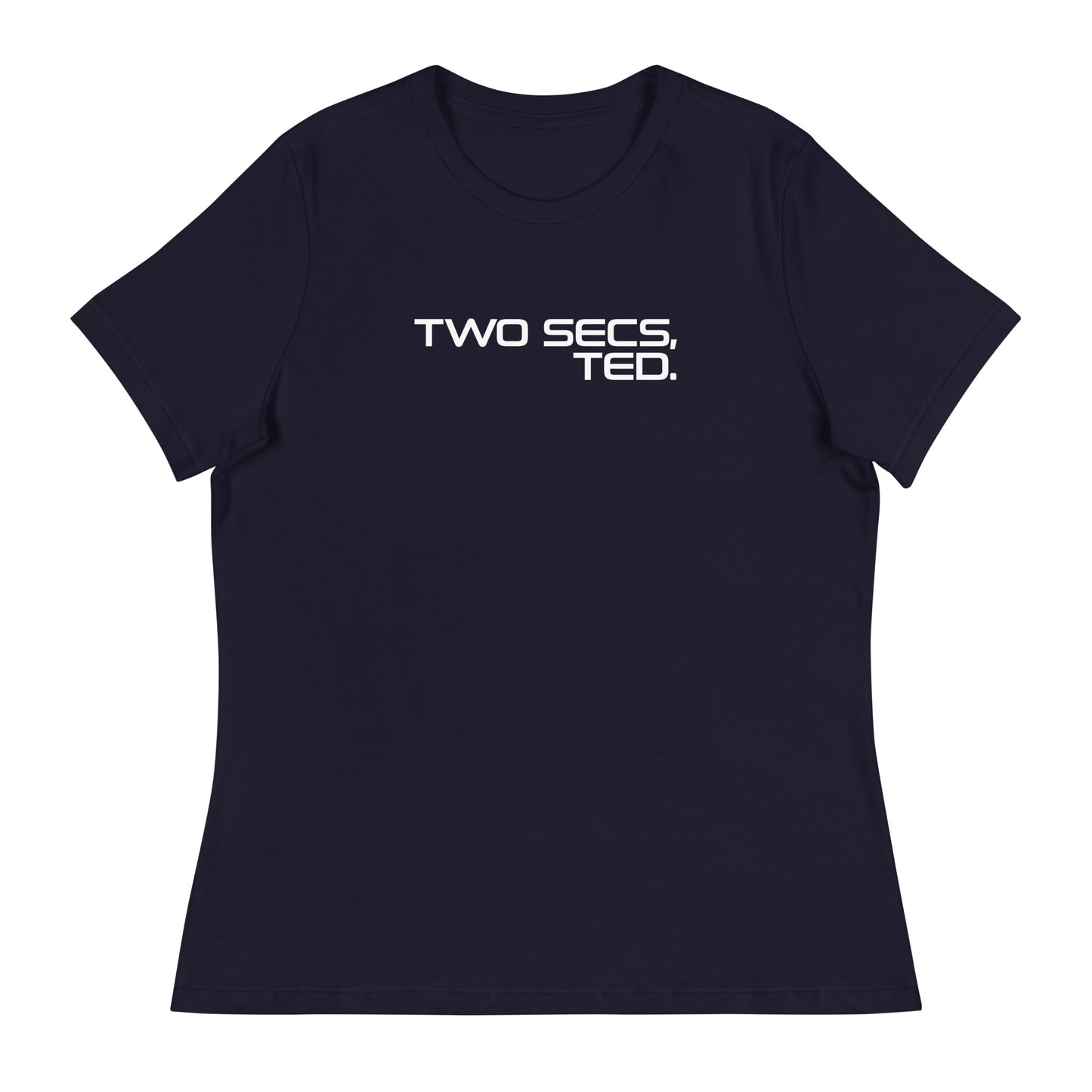 Two Secs Ted Stacked F1 Racing Women's Relaxed T-Shirt in Navy Blue
