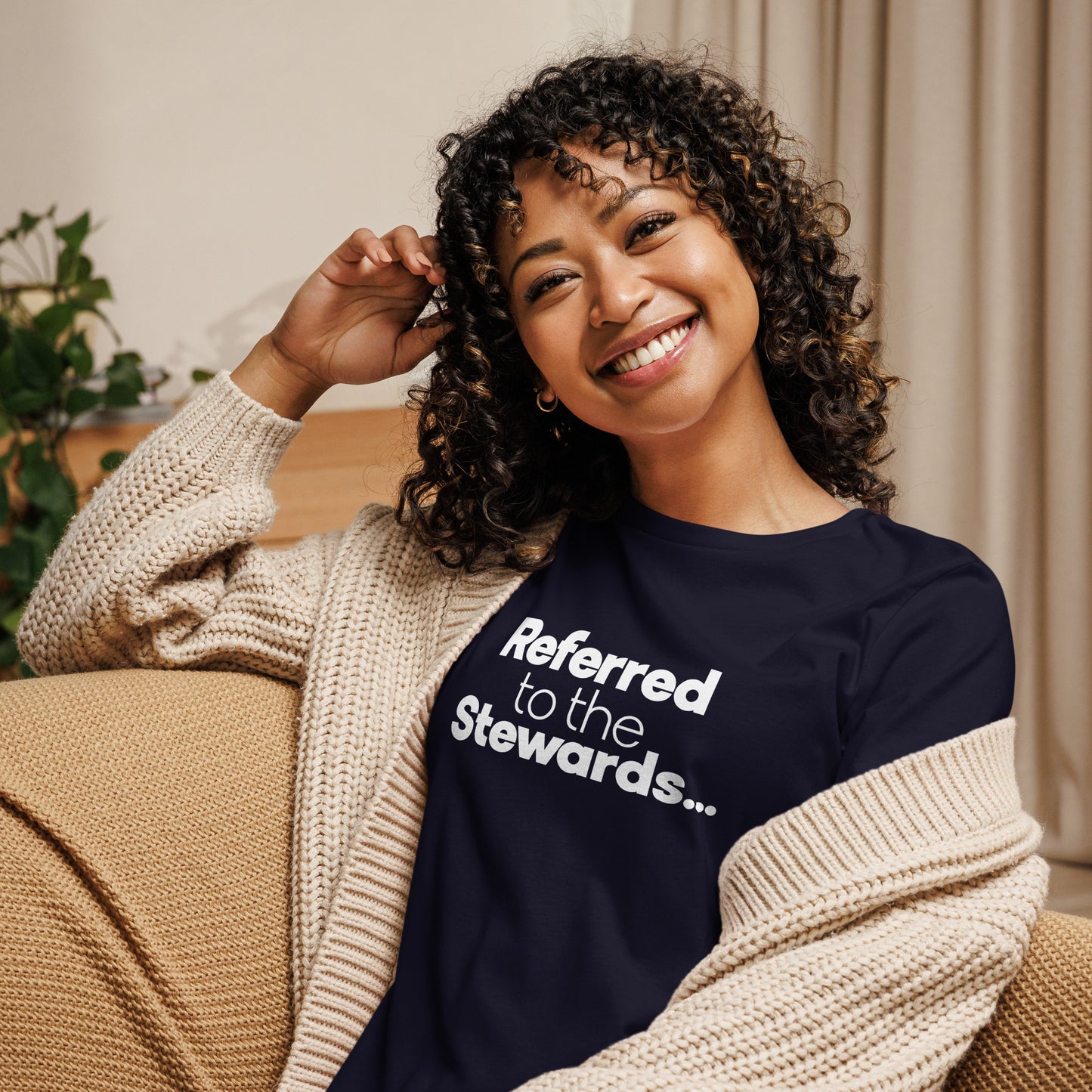Referred to the Stewards Women's Relaxed T-Shirt in Navy Blue