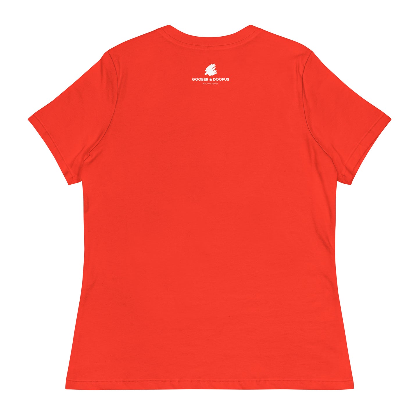 Box Box Text F1 Racing Women's Relaxed T-Shirt in Poppy Red