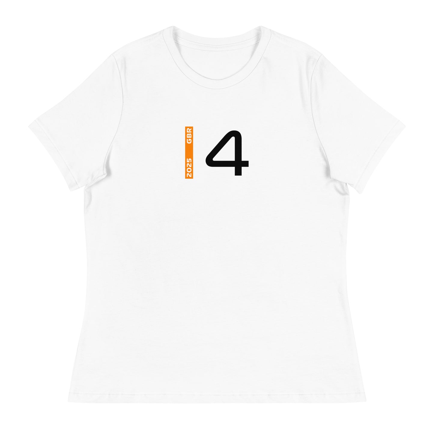 #4 F1 Driver Lando Norris Women's Relaxed T-Shirt in White