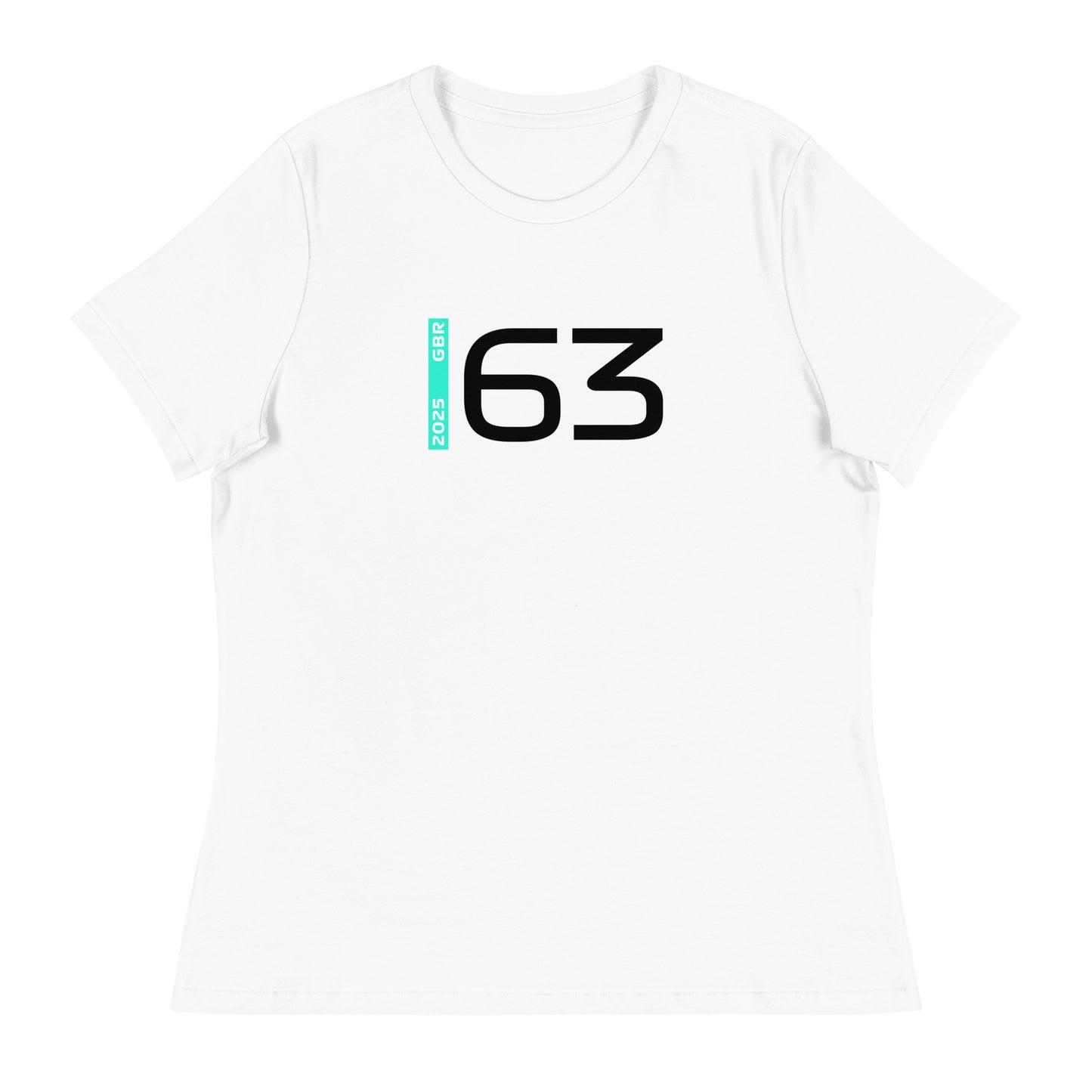 #63 F1 Driver George Russell Women's Relaxed T-Shirt in White