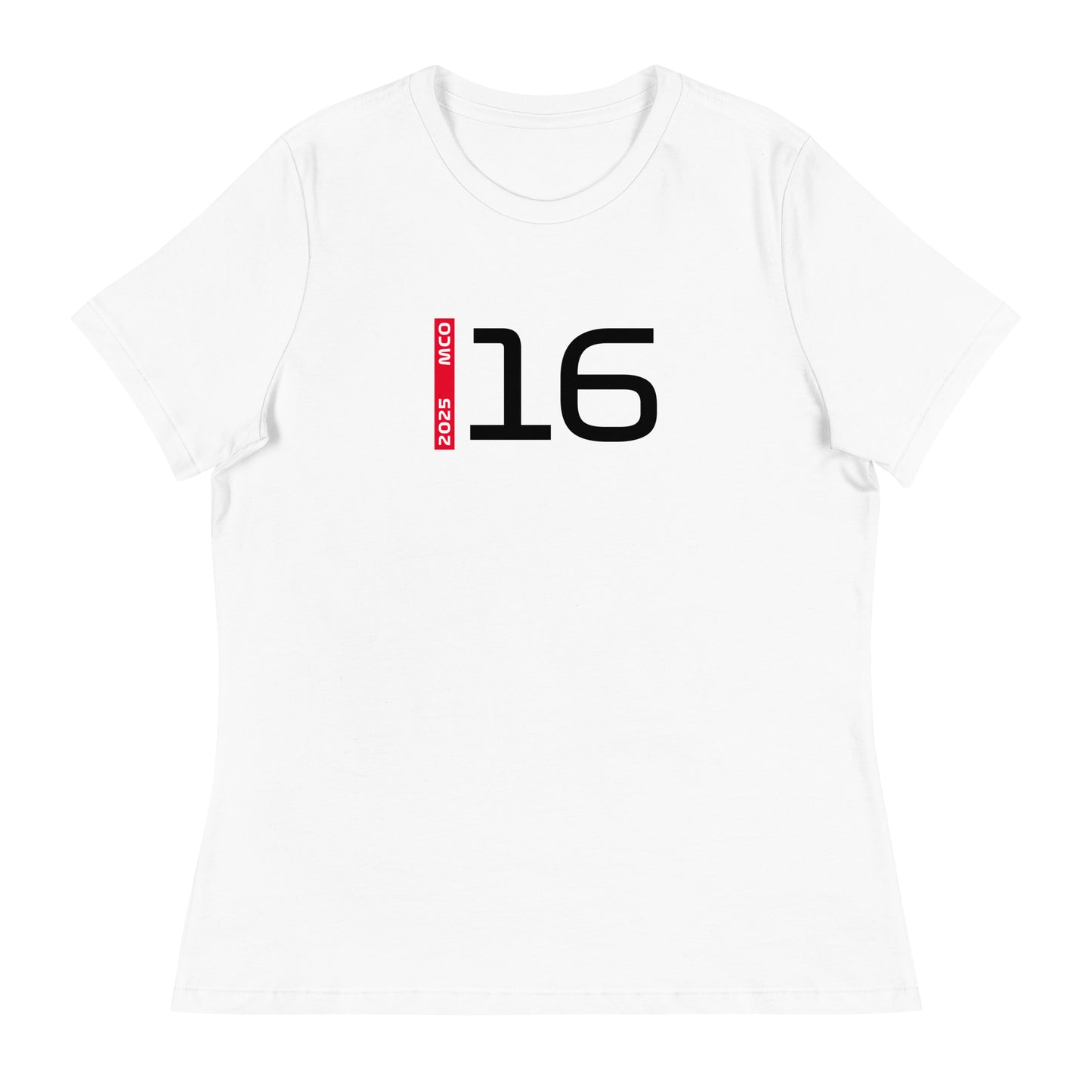 #16 F1 Driver Charles Leclerc Women's Relaxed T-Shirt in White