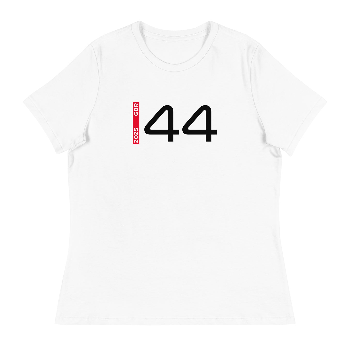 #44 F1 Driver Lewis Hamilton Women's Relaxed T-Shirt in White