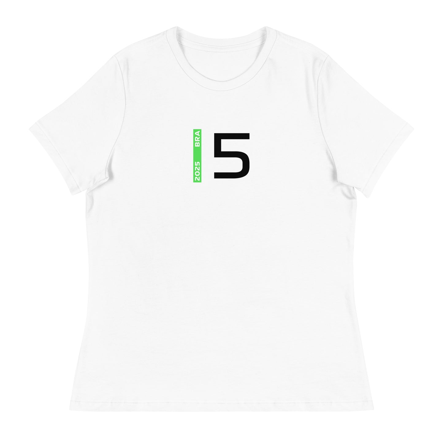 #5 F1 Driver Gabriel Bortoleto Women's Relaxed T-Shirt in White