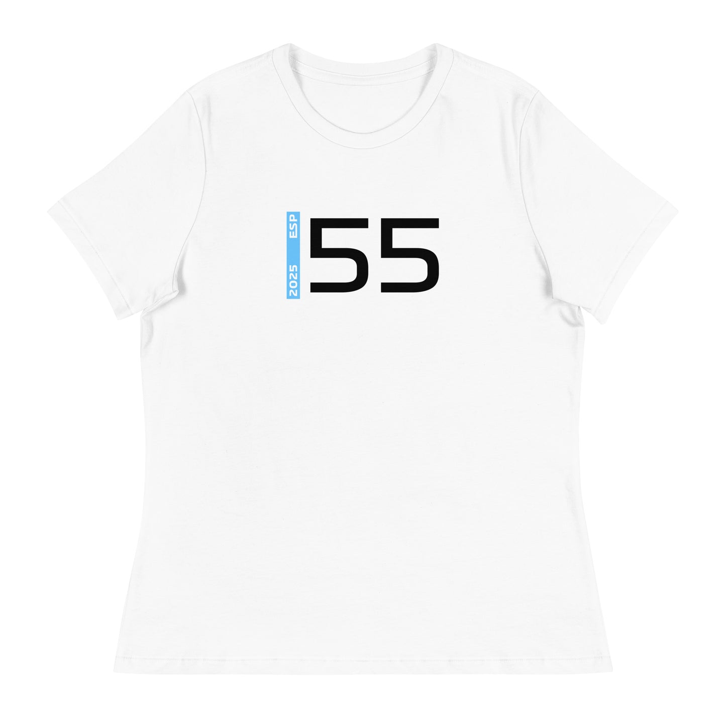 #55 F1 Driver Carlos Sainz Women's Relaxed T-Shirt in White