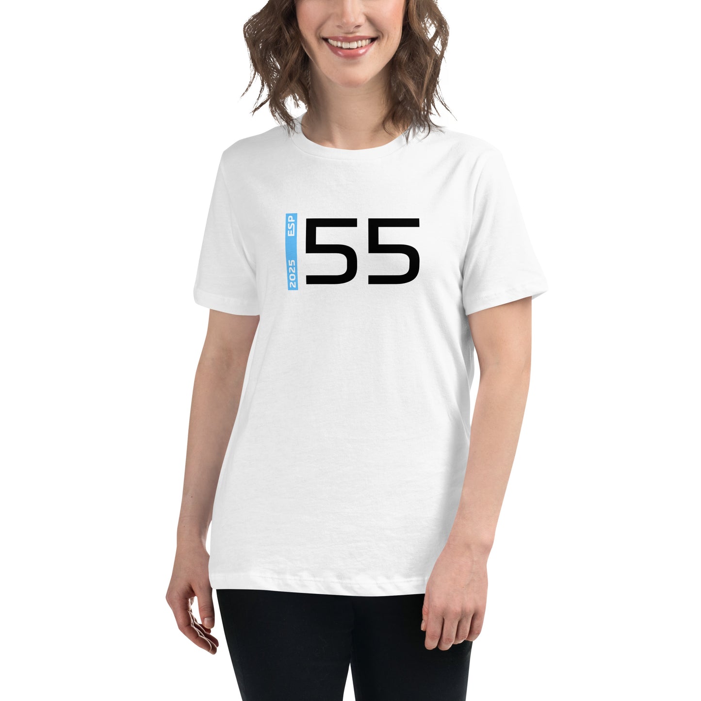 #55 F1 Driver Carlos Sainz Women's Relaxed T-Shirt in White