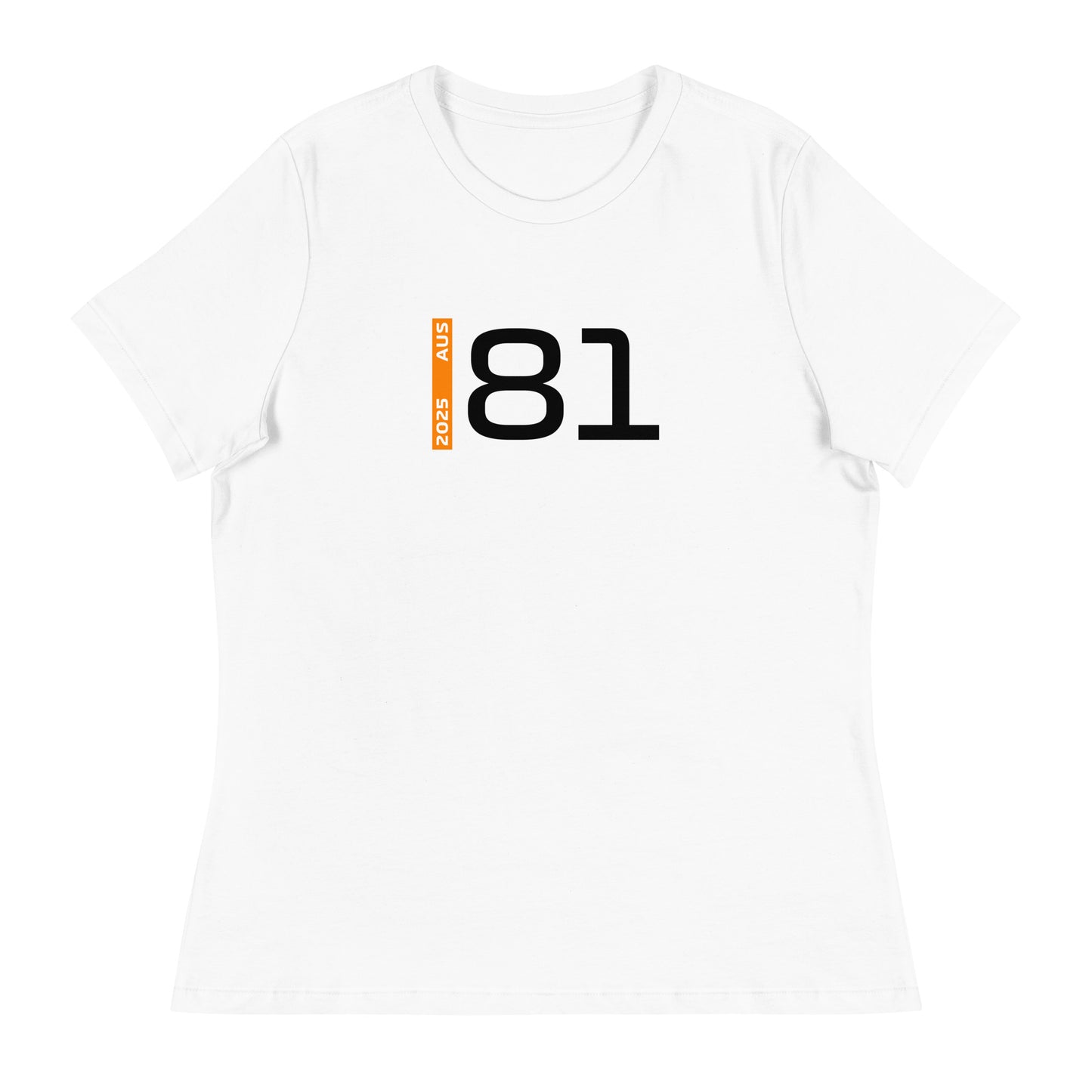 #81 F1 Driver Oscar Piastri Women's Relaxed T-Shirt in White