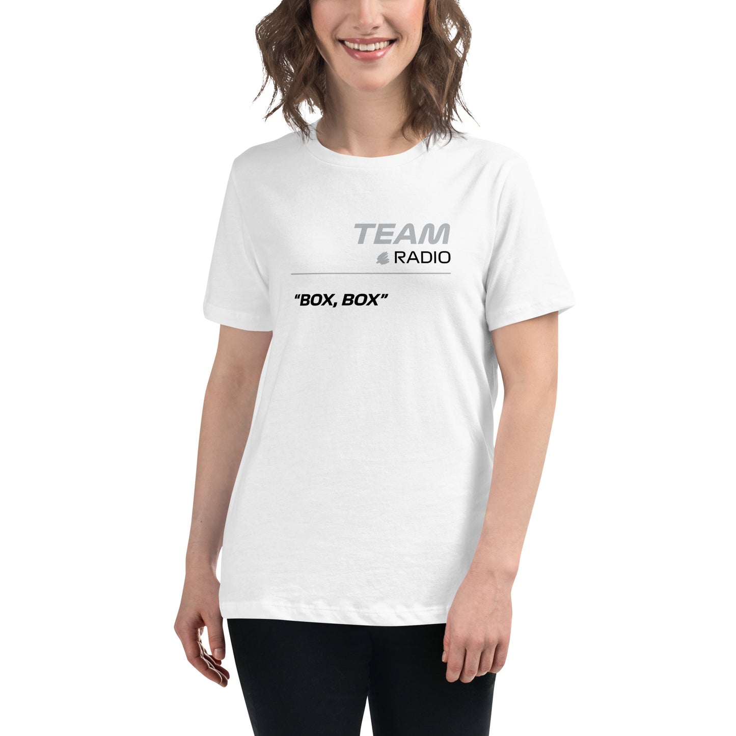 Haas F1 Team Radio Women's White Relaxed Fit T-Shirt