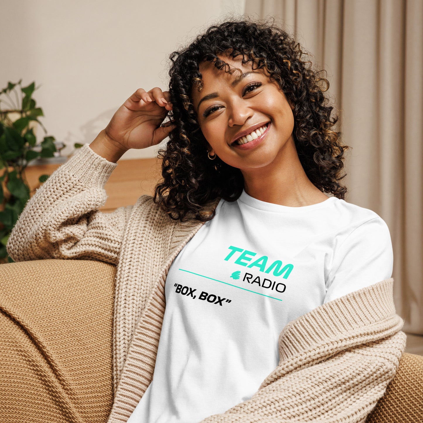 Mercedes F1 Team Radio Women's White Relaxed Fit T-Shirt