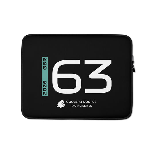 George Russell #63 F1 Driver Laptop Sleeve (13") - Front
