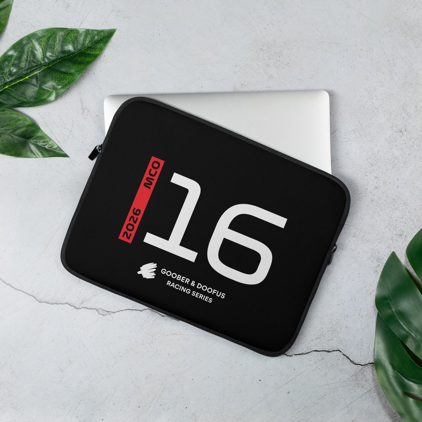 Charles Leclerc #16 F1 Driver Laptop Sleeve (13") - On Desk