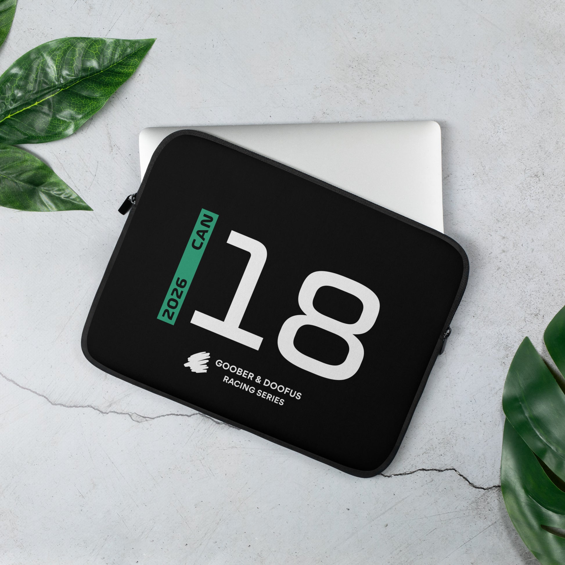 Lance Stroll #18 F1 Driver Laptop Sleeve (13") - On Desk
