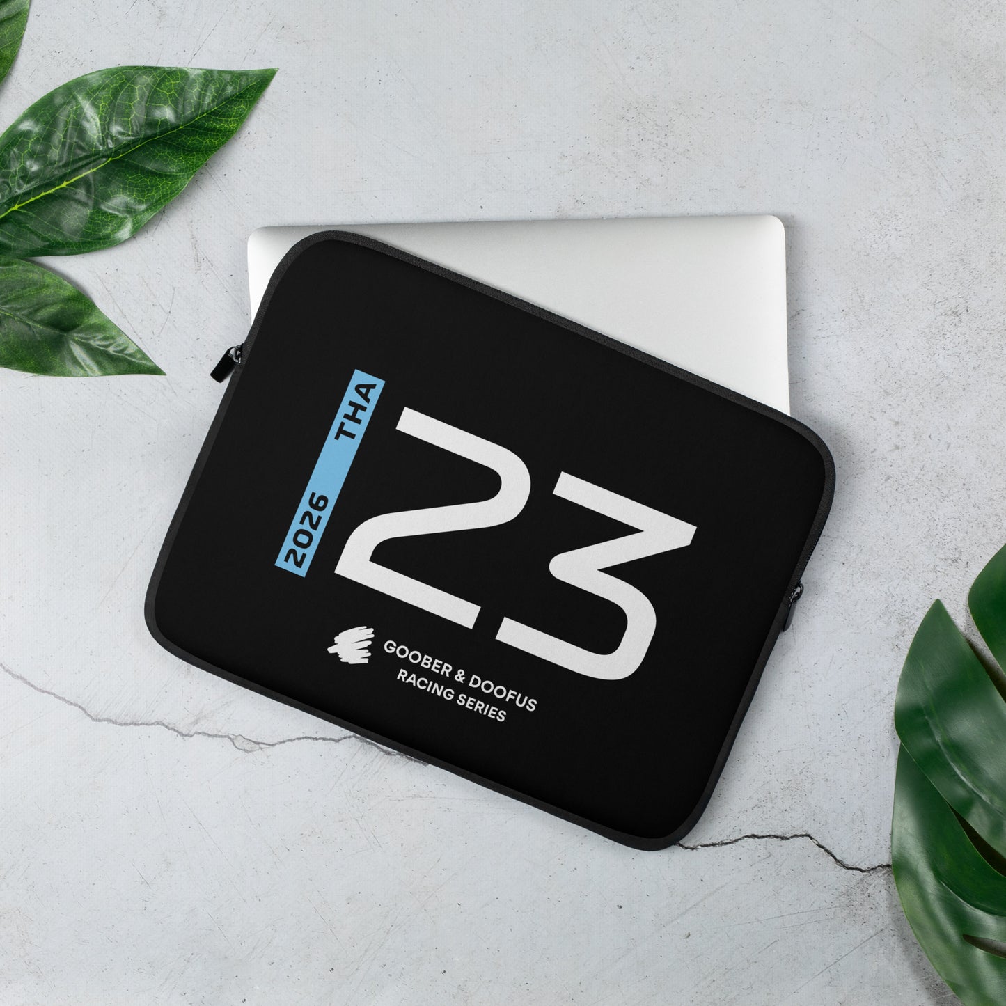 Alex Albon #23 F1 Driver Laptop Sleeve (13") - On Desk