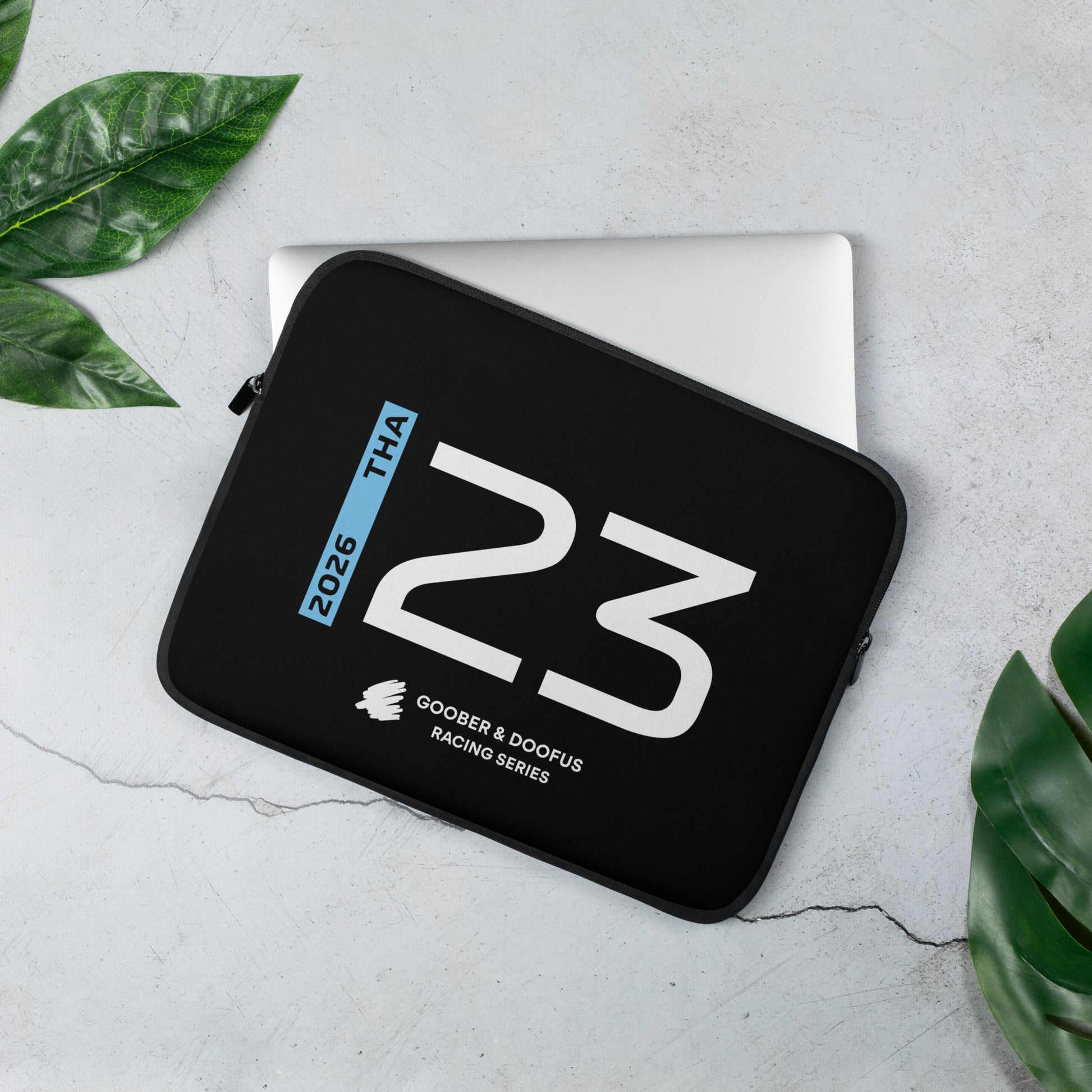 Alex Albon #23 F1 Driver Laptop Sleeve (13") - On Desk