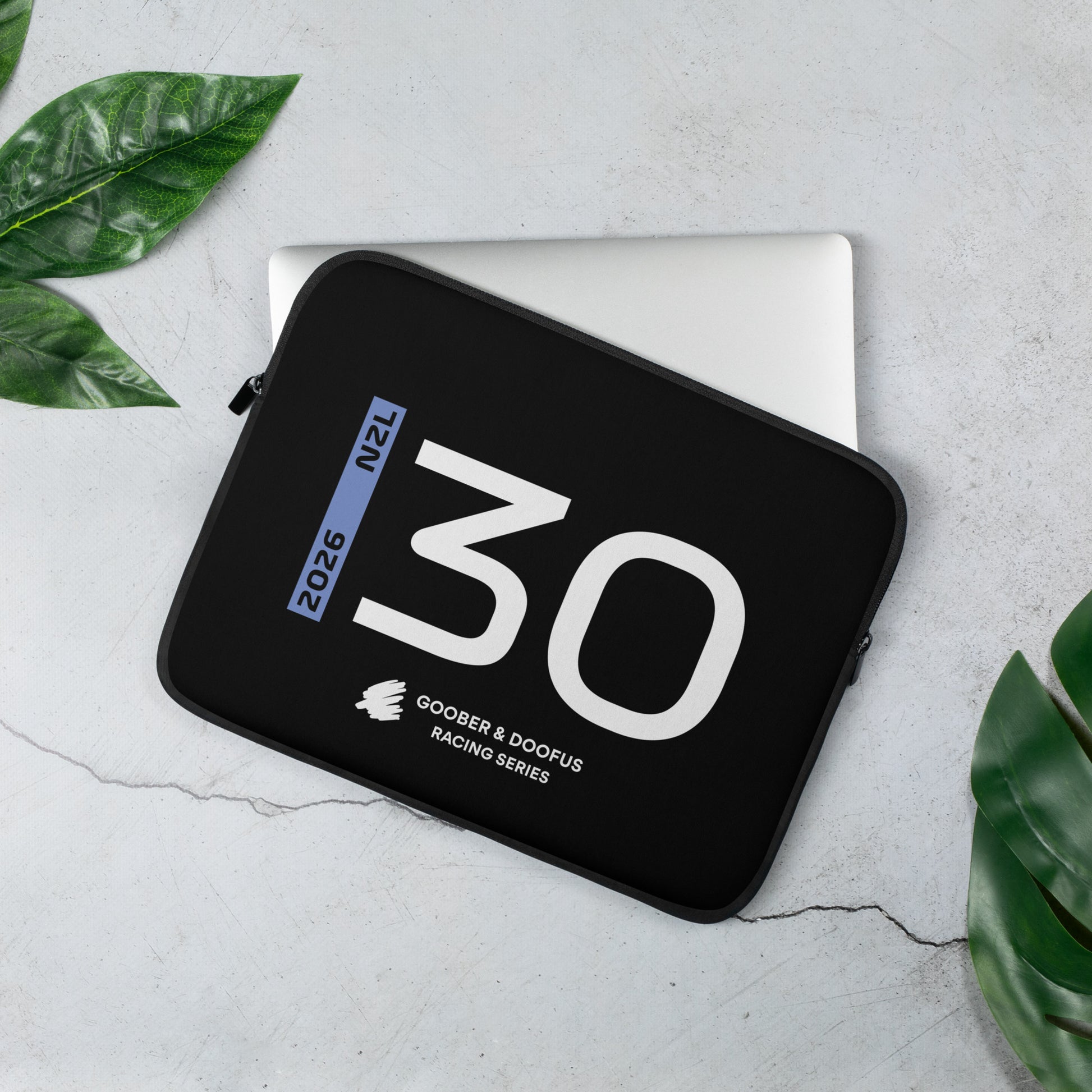 Liam Lawson #30 F1 Driver Laptop Sleeve (13") - On Desk