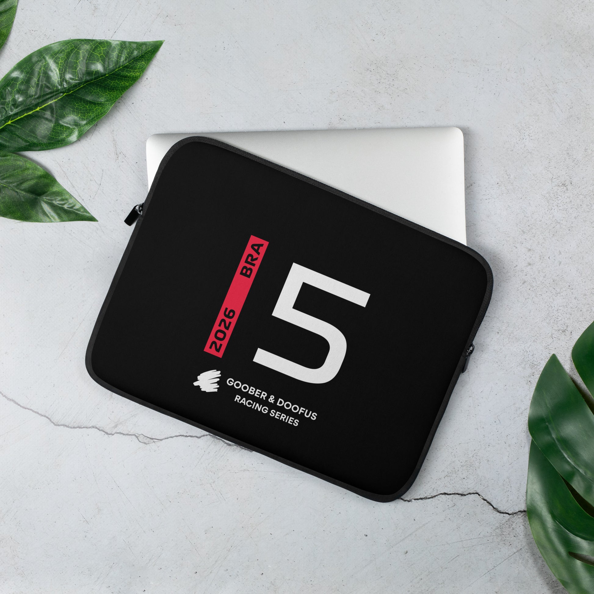 Gabriel Bortoleto #5 F1 Driver Laptop Sleeve (13") - On Desk