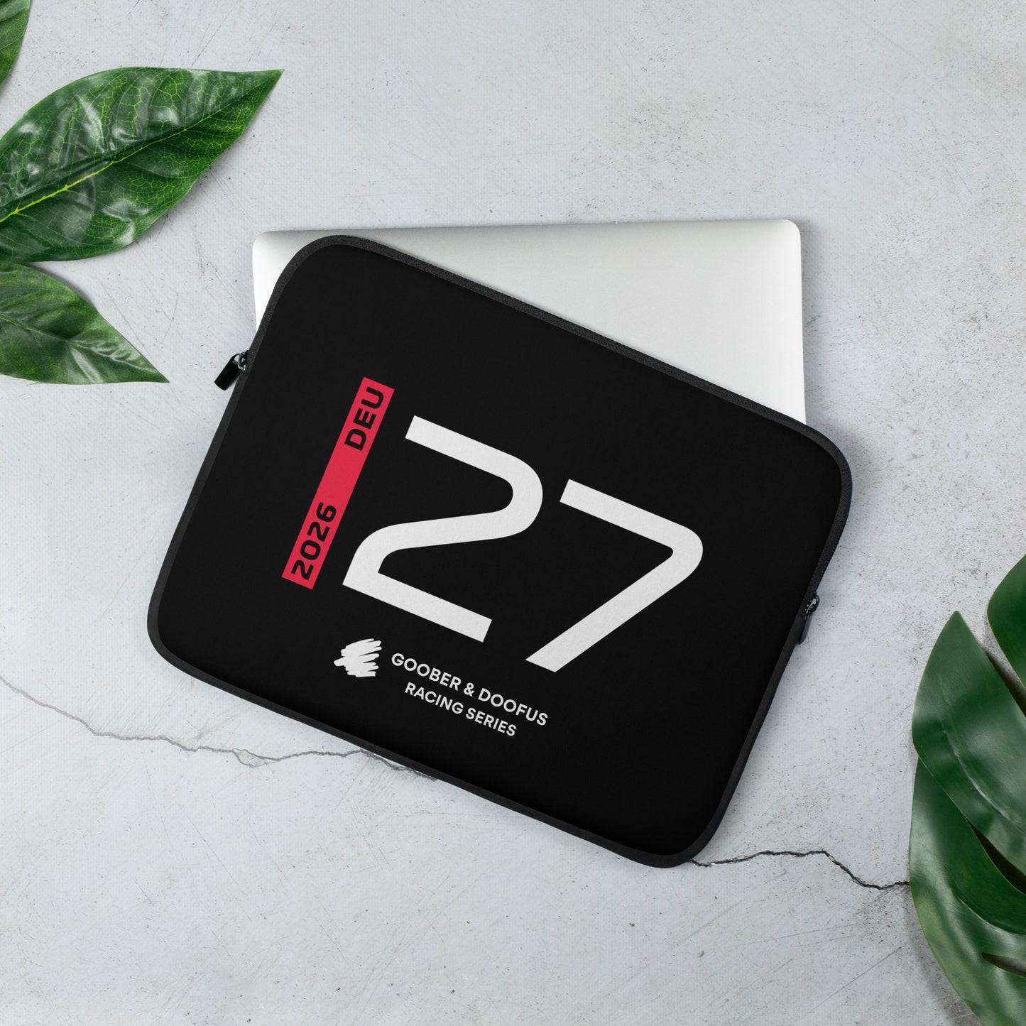 Nico Hulkenberg #27 F1 Driver Laptop Sleeve (13") - On Desk