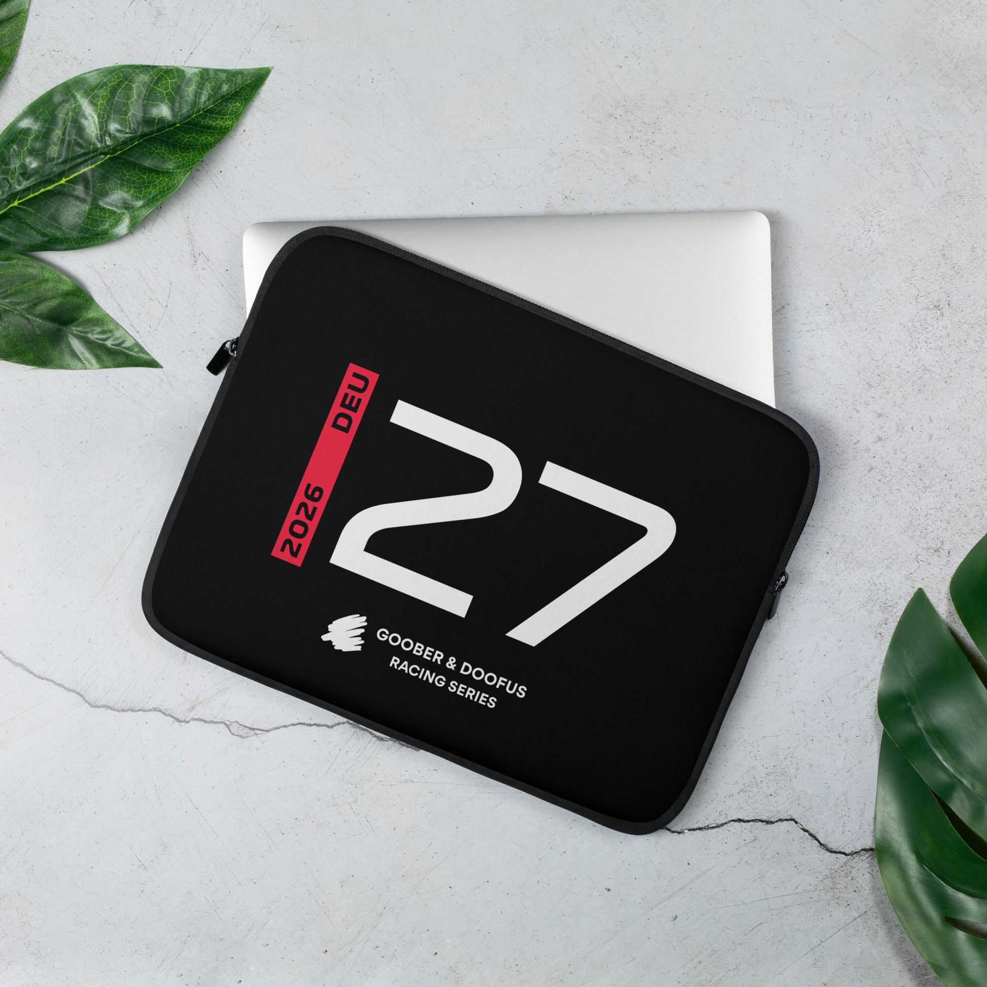Nico Hulkenberg #27 F1 Driver Laptop Sleeve (13") - On Desk
