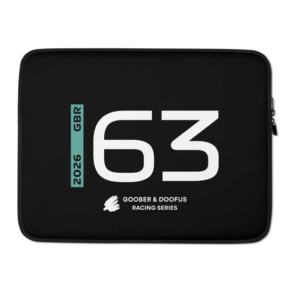 George Russell #63 F1 Driver Laptop Sleeve (15") - Front