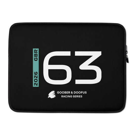 George Russell #63 F1 Driver Laptop Sleeve (15") - Front