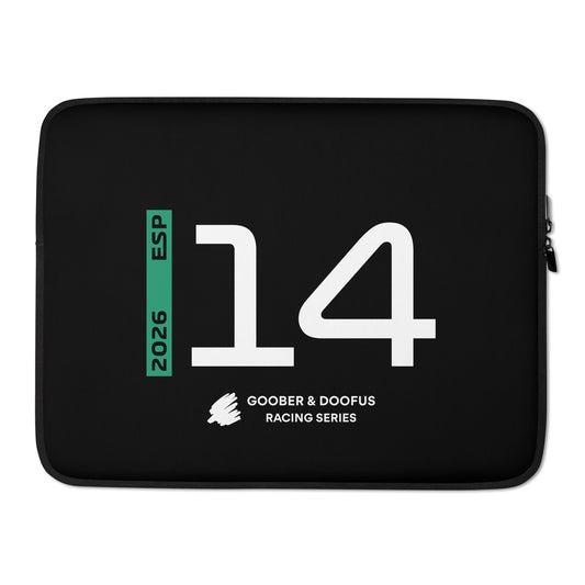 Fernando Alonso #14 F1 Driver Laptop Sleeve (15") - Front