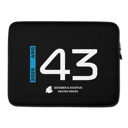 Franco Colapinto #43 F1 Driver Laptop Sleeve (15") - Front