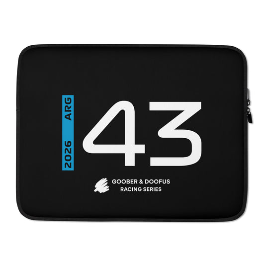 Franco Colapinto #43 F1 Driver Laptop Sleeve (15") - Front