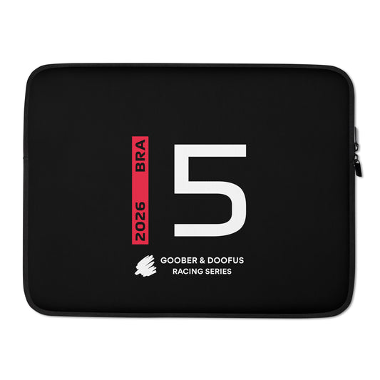 Gabriel Bortoleto #5 F1 Driver Laptop Sleeve (15") - Front