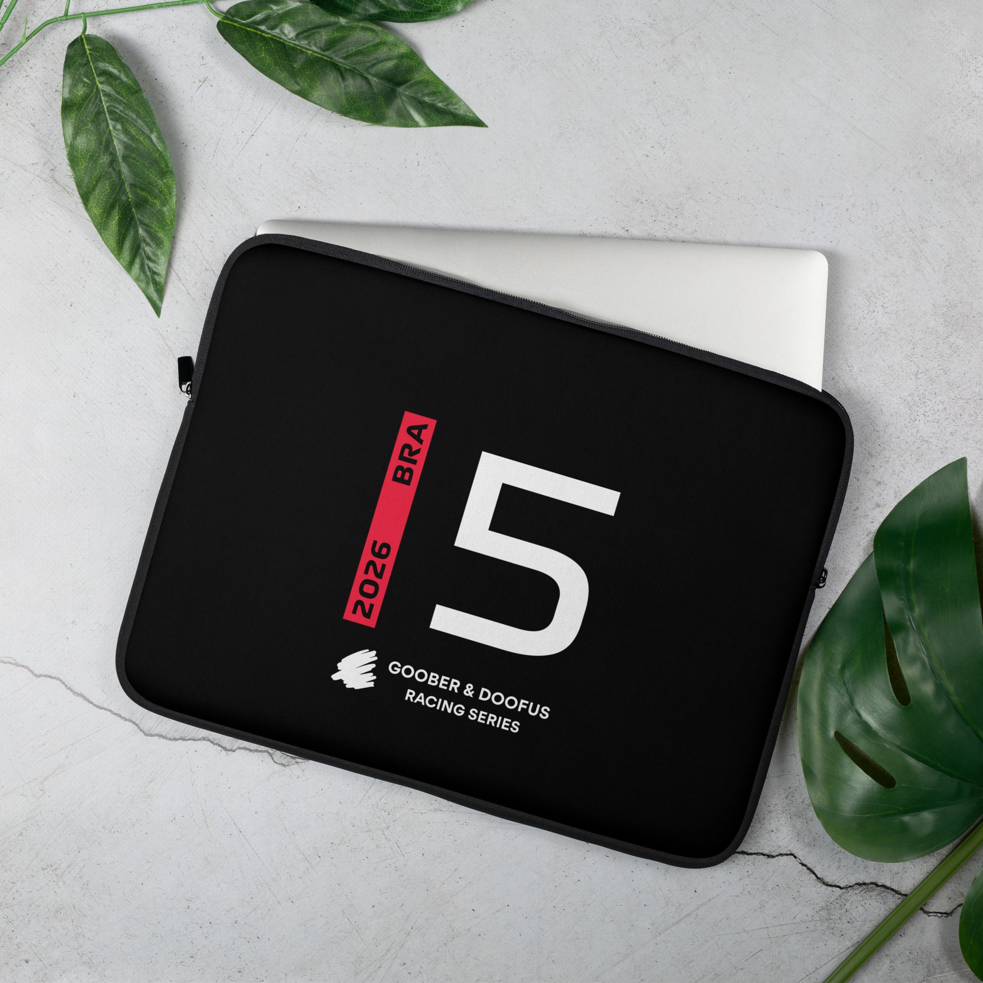 Gabriel Bortoleto #5 F1 Driver Laptop Sleeve (15") - On Desk
