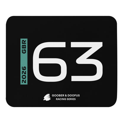 George Russell #63 F1 Driver Mouse Pad in Black - Full View