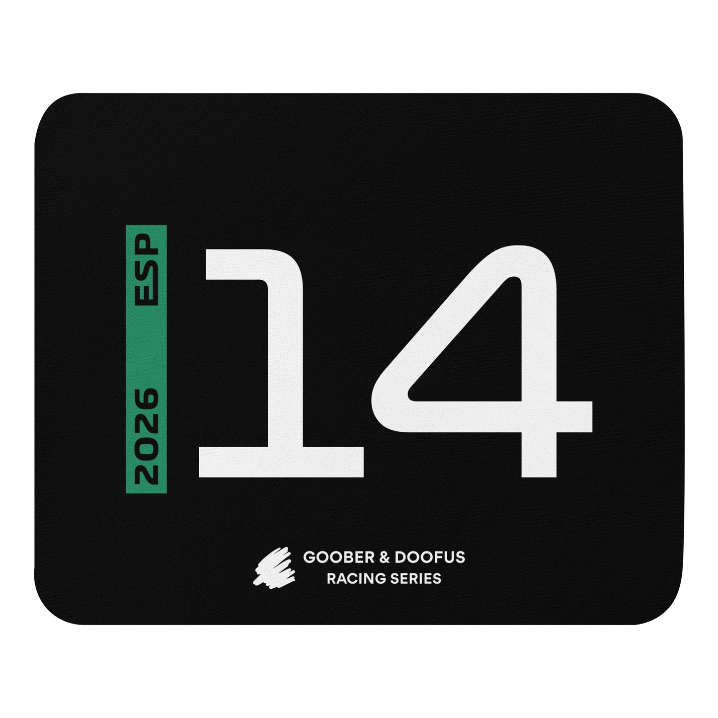 Fernando Alonso #14 F1 Driver Mouse Pad in Black - Full View