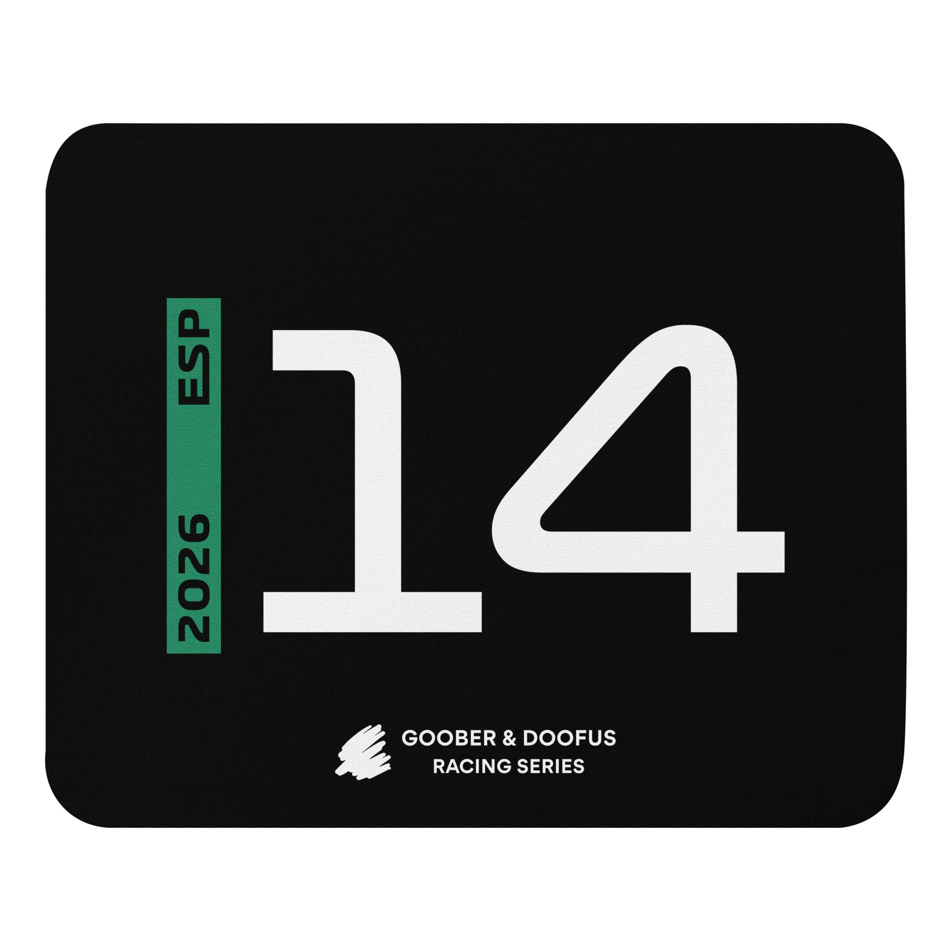 Fernando Alonso #14 F1 Driver Mouse Pad in Black - Full View
